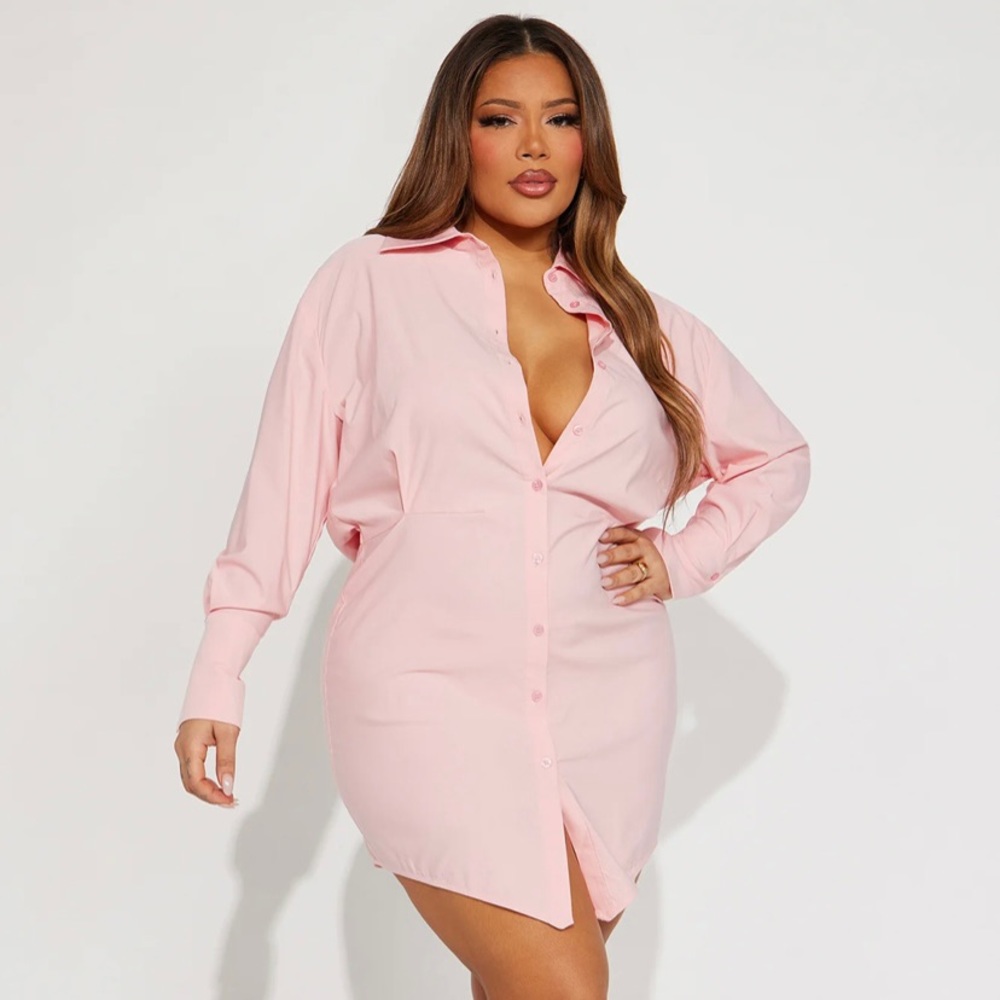 Plus size Fashion Nova Salmon Pink shirt dress new with tags